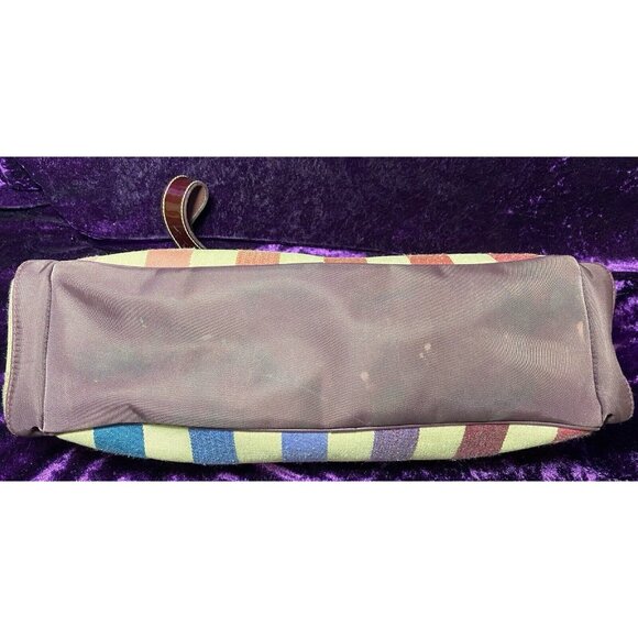 LONGCHAMP Shoulder Bag Pink Red Rainbow Stripe Leather Hobo - Picture 11 of 16